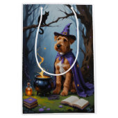 Airedale hond grillig Halloween schilderij Medium Cadeauzakje (Voorkant)