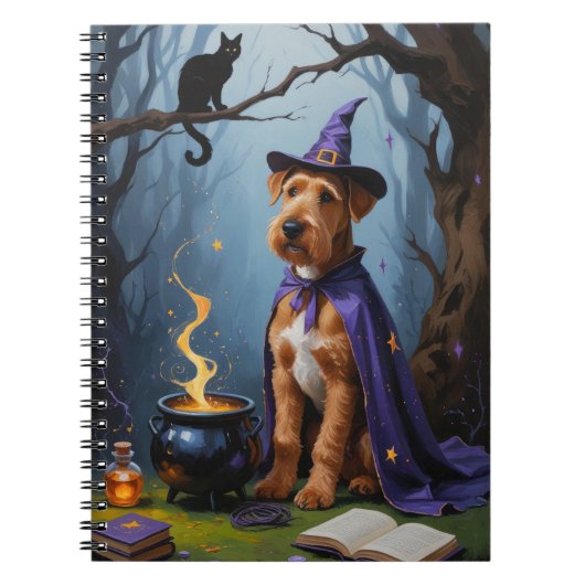 Airedale hond grillig Halloween schilderij Notitieboek (Voorkant)
