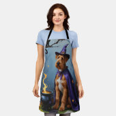 Airedale hond grillig Halloween schilderij Schort (Gedragen)