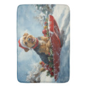 Airedale Hond in Sledge Laat het Sneeuw Kerstmis Badmat (Voorkant Verticaal)