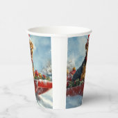 Airedale Hond in Sledge Laat het Sneeuw Kerstmis Papieren Bekers (Rechts)