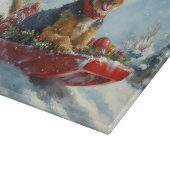 Airedale Hond in Sledge Laat het Sneeuw Kerstmis Snijplank (Hoek)