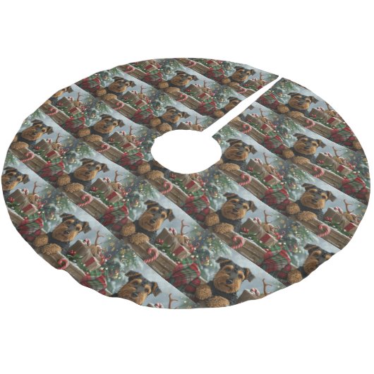 Airedale Hond Kerstfeest Kerstboom Rok (Gekanteld)