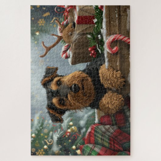 Airedale Hond Kerstfeest Legpuzzel (Verticaal)