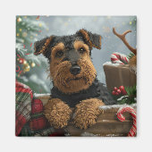 Airedale Hond Kerstfeest Magneet (Voorkant)