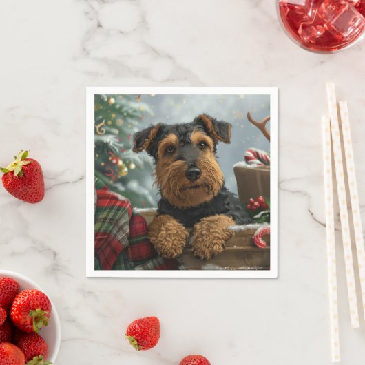 Airedale Hond Kerstfeest Servet (Insitu)