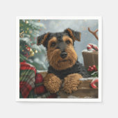 Airedale Hond Kerstfeest Servet (Voorkant)