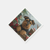 Airedale Hond Kerstfeest Servet (Hoek)
