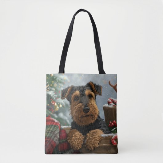 Airedale Hond Kerstfeest Tote Bag (Voorkant)