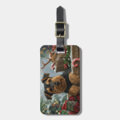 Airedale-hond Kerstfeestviering Bagagelabel (Voorkant verticaal)