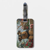 Airedale-hond Kerstfeestviering Bagagelabel (Achterkant verticaal)