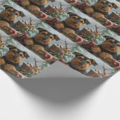 Airedale-hond Kerstfeestviering Cadeaupapier (Hoek)