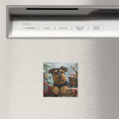 Airedale-hond Kerstfeestviering Magneet (Insitu (Vaatwasser))