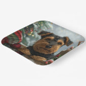 Airedale-hond Kerstfeestviering Papieren Bordje (Gebogen)