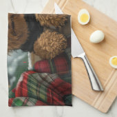 Airedale-hond Kerstfeestviering Theedoek (Quarter Fold)
