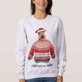 Airedale-hond lelijke kersttrui voor hondenmoeders trui