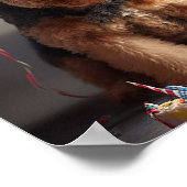Airedale-hond met cake en ballonnen poster (Hoek)