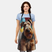 Airedale-hond met cake en ballonnen schort (Gedragen)