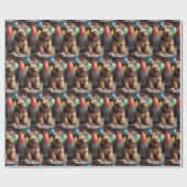 Airedale hond met taart en ballonnen cadeaupapier (Vlak)