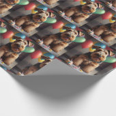 Airedale hond met taart en ballonnen cadeaupapier (Hoek)