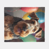 Airedale hond met taart en ballonnen fleece deken (Voorkant (Horizontaal))