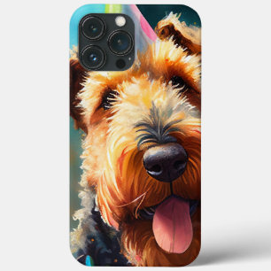 Airedale hond met verjaardagscadeau en pet Case-Mate iPhone case