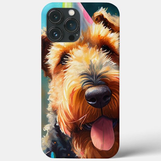 Airedale hond met verjaardagscadeau en pet Case-Mate iPhone case (Achterkant)