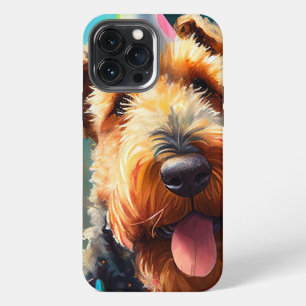 Airedale hond met verjaardagscadeau en pet iPhone 13 pro max hoesje