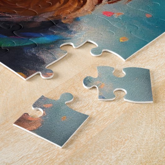 Airedale hond met verjaardagscadeau en pet legpuzzel (Zijkant)