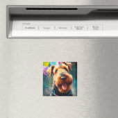 Airedale hond met verjaardagscadeau en pet magneet (Insitu (Vaatwasser))