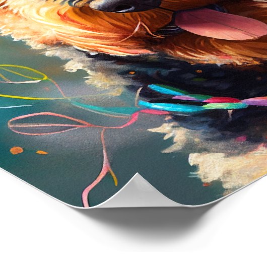 Airedale hond met verjaardagscadeau en pet poster (Hoek)