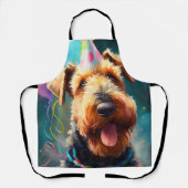 Airedale hond met verjaardagscadeau en pet schort (Voorkant)