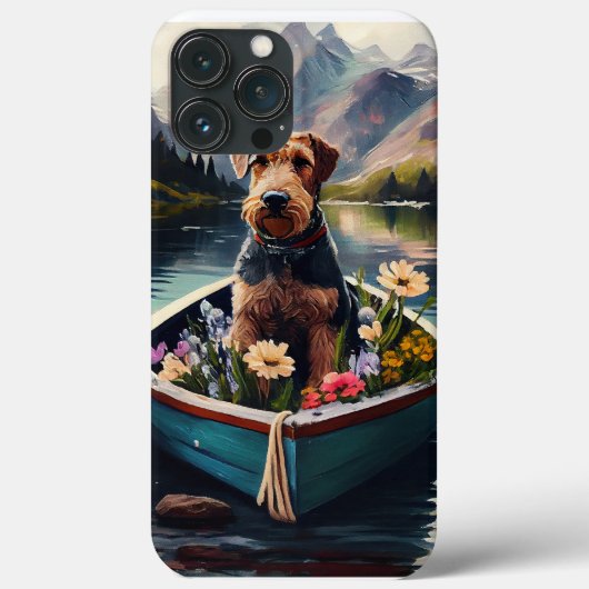 Airedale-hond op een peddel: een landschappelijk a Case-Mate iPhone case (Achterkant)