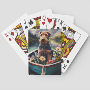 Airedale-hond op een peddel: Een Schitterend Avont Pokerkaarten