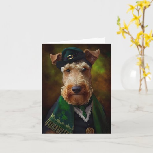 airedale hond op St. Patrick's Dag Kaart (Gele Bloem)