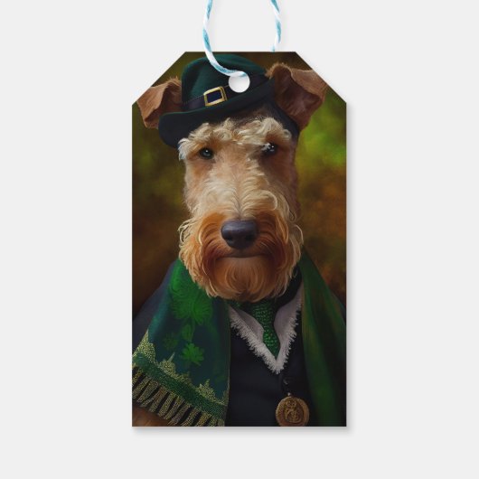 airedale hond op St. Patrick's Day Cadeaulabel (Achterkant)