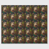 airedale hond op St. Patrick's Day Cadeaupapier (Vlak)