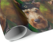 airedale hond op St. Patrick's Day Cadeaupapier (Rol Hoek)