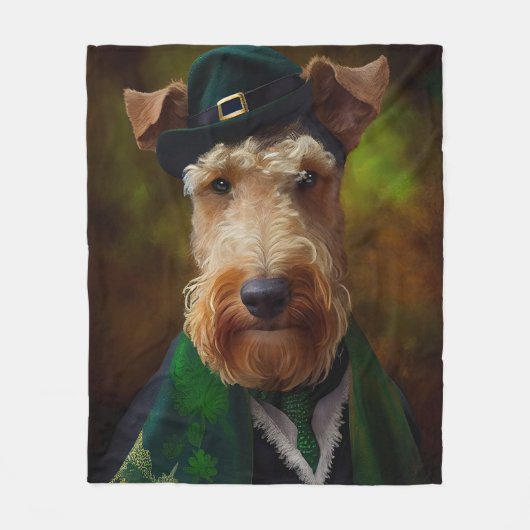 airedale hond op St. Patrick's Day Fleece Deken (Voorkant)