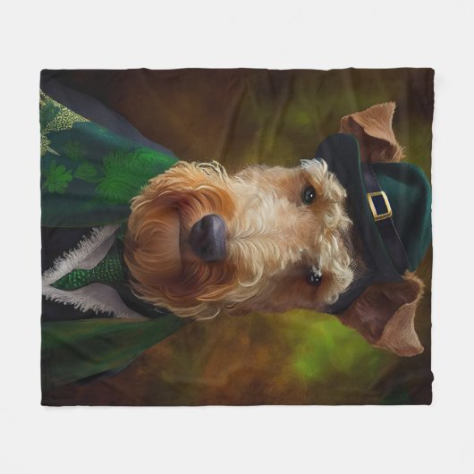 airedale hond op St. Patrick's Day Fleece Deken (Voorkant (Horizontaal))