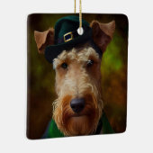 airedale hond op St. Patrick's Day Keramisch Ornament (Rechts)