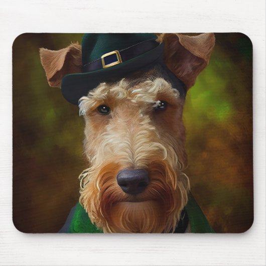 airedale hond op St. Patrick's Day Muismat (Voorkant)