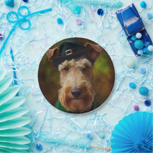 airedale hond op St. Patrick's Day Papieren Bordje (Feest)