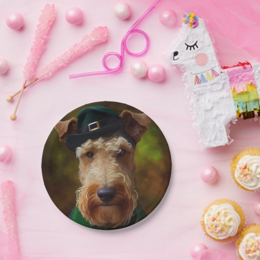airedale hond op St. Patrick's Day Papieren Bordje (Feest)