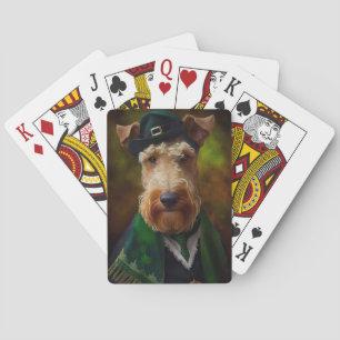 airedale hond op St. Patrick's Day Pokerkaarten