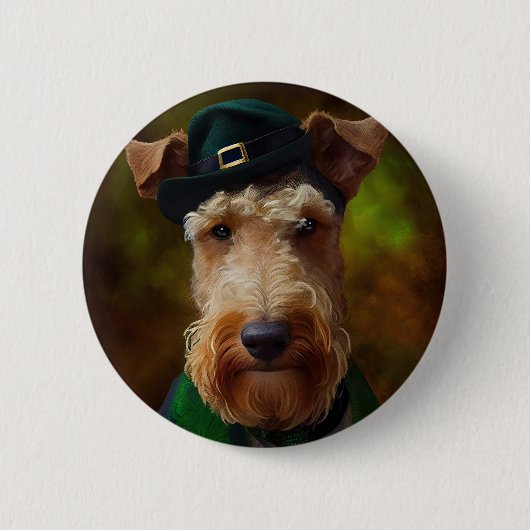 airedale hond op St. Patrick's Day Ronde Button 5,7 Cm (Voorkant)