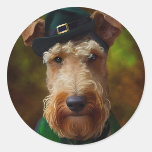 airedale hond op St. Patrick's Day Ronde Sticker