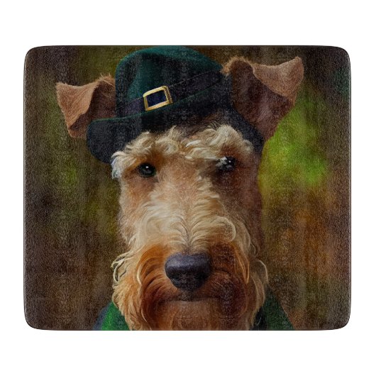 airedale hond op St. Patrick's Day Snijplank (Voorkant)