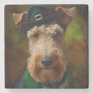 airedale hond op St. Patrick's Day Stenen Onderzetter