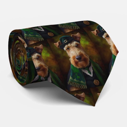 airedale hond op St. Patrick's Day Stropdas (Opgerold)